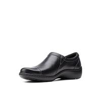 Clarks Cora Giny, Mocasín Plano Mujer, Piel Lisa de Color Negro, 39.5 EU Ancho