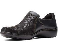 Clarks Cora Poppy, Mocasines Mujer, Black Tumbled, 36.5 EU Ancho