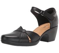 Clarks Emily Rae Pump, Black Leather, 9 Medium