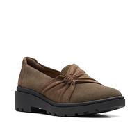 Clarks Estilo Cala, Mocasín Plano Mujer, Dark Olive Suede, 41 EU