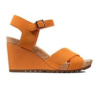 Clarks Flex Sun Sandalias de Talón Abierto Mujer, Amarillo (Amber Suede Amber Suede), 39 EU