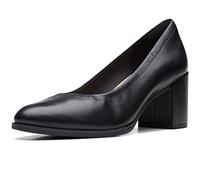 Clarks Freva55 Court, Bomba Mujer, Piel Negra, 37 EU