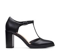 Clarks Freva85 Bar, Bomba Mujer, Piel Negra, 39.5 EU