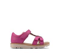 CLARKS - Girls Sandals T - 5 UK Child - Clarks Crown Flower T Hot Pink Leather - Hot Pink the - 7.5 UK Child - F (Standard)