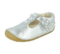 CLARKS - Girls Shoes T - 3 UK Child - Clarks Tiny Flower T Silver Leather - Silver Leather - 4.5 UK Child - G