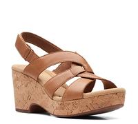 Clarks Giselle Beach - Sandalias de cuña, de gamuza, para mujer, Bronceado Cuero, 6 Wide