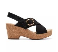 Clarks Giselle Dove, Sandalias con cuña Mujer, Negro, Nobuck, 41.5 EU