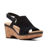 Clarks Giselle Sea, Sandalias con cuña Mujer, Ante Negro, 41 EU