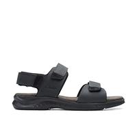 Clarks Hapsford CreekFisherman - Sandalia para hombre, Cuero pulido negro, 44.5 EU