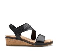 Clarks Heritage - Sandalias casuales de cuña para mujer, Cuero negro, 10