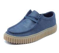 Clarks Hombre - Zapatos con cordones Torhill Lo en piel lisa azul, azul, 43 EU