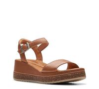 Clarks Kassanda Lily - Sandalias de cuña para mujer, Bronceado Cuero, 7 Wide
