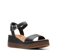 Clarks Kassanda Lily - Sandalias de cuña para mujer, Cuero negro, 37.5 EU