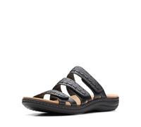 Clarks Laurieann Cove Flat Sandal, Black Leather, 6.5 Medium