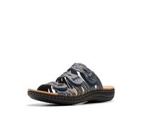 Clarks Laurieann Rubí, Sandalias Planas Mujer, Piel Azul y Gris, 37 EU Ancho