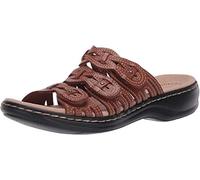 Clarks Leisa Faye, Sandalia Mujer, Piel marrón Claro, 38 EU Ancho