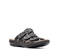 Clarks Leisa Faye, Sandalia Mujer, Piel Negra, 38.5 EU Ancho