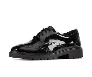 Clarks LoxhamBrogueY, Childrens, Black Pat, 35.5