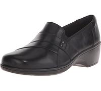 Clarks May Marigold, Mocasín Mujer, Black Leather, 37 EU Ancho