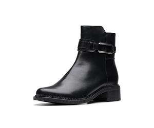 Clarks Maye Bella, Botas Cortas al Tobillo Mujer, Piel Negra, 39 EU