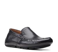 Clarks Mens Markman Plain Driving Style Loafer, Black Leather, 7 US