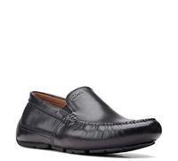 Clarks Mens Markman Plain Driving Style Loafer, Black Leather, 9 US