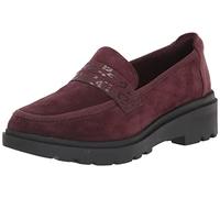 Clarks Mocasines Planos Calla Ease para Mujer, borgoña Ante, 36 EU