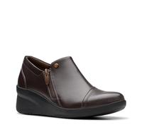 Clarks Mocasines Suttyn con cremallera para mujer, Chocolate cuero, 37 EU