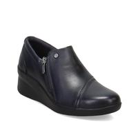 Clarks Mocasines Suttyn con cremallera para mujer, Cuero azul marino, 36.5 EU