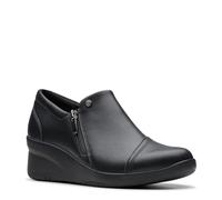 Clarks Mocasines Suttyn con cremallera para mujer, Cuero negro, 11 Wide