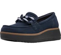 Clarks Mocasines Zylah May para Mujer, Azul Marino Gamuza, 38.5 EU