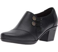 Clarks Mujeres Zapato de Piso, Black Leather, Talla 7