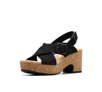 Clarks Nerisa West - Sandalias de tacón para mujer, Negro (black Nubuck), 8 Wide