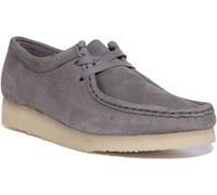 CLARKS ORIGINALS Wallabee Cuero Mocasin Zapatos Planos para Mujer IN Grey UK 4 -