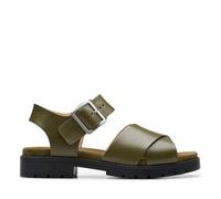 Clarks Orinoco Cross, Sandalia Mujer, Dark Olive Lea, 35.5 EU
