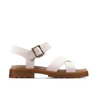 Clarks Orinoco Strap, Sandalias de Talón Abierto Mujer, Blanco (White Leather White Leather), 42 EU