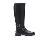 Clarks Premium Botas altas de moda Orinoco2 para mujer, cuero negro, 5 UK, Piel negra, 38 EU