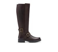 Clarks Premium Botas altas Orinoco2 para mujer, color marrón oscuro, Lea, talla 37, Dark Brown Lea, 39.5 EU