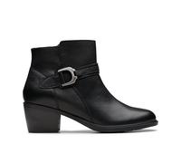 Clarks Premium Botas de combate Neva con hebilla para mujer, cuero negro, talla 38, Piel negra, 38 EU