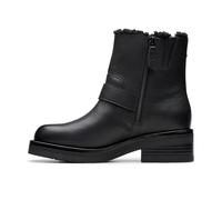 Clarks Premium Botas de moda con hebilla Rebelle para mujer, Lea con forro negro, talla 5 UK, Black Wlined Lea, 38 EU