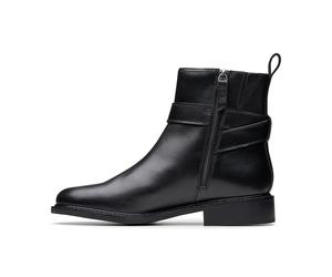 Clarks Premium Botas de moda para mujer, estilo renovado, cuero negro, 4.5 UK, Piel negra, 37.5 EU