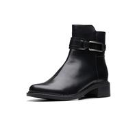 Clarks Premium Botas Maye Bella Fashion para mujer, cuero negro, 4.5 UK, Piel negra, 37.5 EU