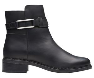Clarks Premium Botas Maye Bella Fashion para Mujer, Cuero Negro, Talla 5.5 UK, Piel Negra, 38.5 EU