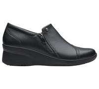 Clarks Premium Mocasín Suttyn con Cremallera para Mujer, Cuero Negro, 5.5 UK, Piel Negra, 38.5 EU