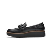 Clarks Premium Mocasines Zylah May para Mujer, Cuero Negro, Talla 36, Piel Negra, 39 EU