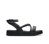 Clarks Sandalia cruzada Alda para mujer, Piel negra, 39.5 EU