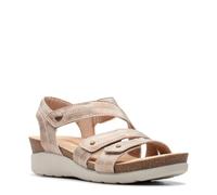 Clarks Sandalia de cuña Calenne Clara para mujer, textil metálico bronce, 9 ancho, textil metálico bronce, 9 ancho