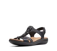 Clarks Sandalia plana Laurieann Kay para mujer, Cuero negro, 40 EU