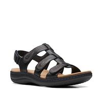 Clarks Sandalia plana Laurieann Vine para mujer, Cuero negro, 40 EU