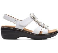 Clarks - Sandalia plana para mujer, blanco, 38 EU Étroit